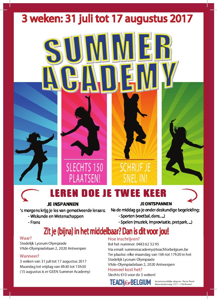 Summer Academy – 31/07/17 tot 17/08/17